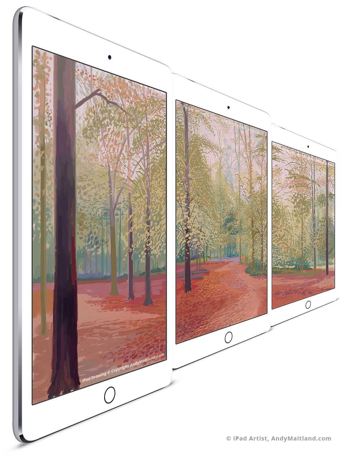 Andy Maitland, 2015, Autumn Mist, iPad Drawing drawn across three iPad Canvases.