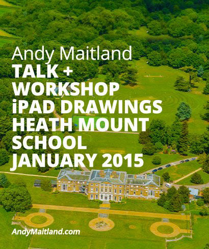 Andy Maitland, iPad Artist, 2015, iPad drawings Talk and Workshop at Heath Mount School, Hertforshire, UK