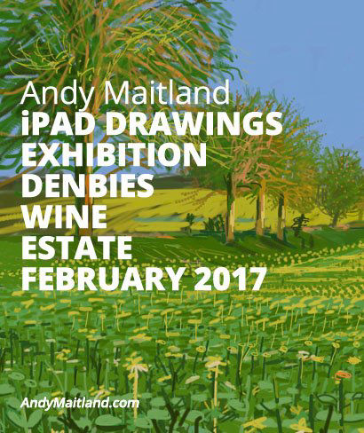 Andy Maitland, 2017, iPad Artists first solo iPad drawings exhibition at Denbies Wine Estate, Surrey, UK