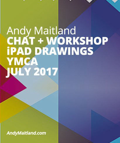 Andy Maitland, iPad Artist, 2017, iPad drawings talk and workshop, YMCA, Gatton Park, Surrey, UK.