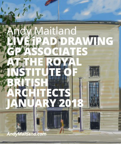 Andy Maitland, iPad Artist, 2018, Live iPad drawings with GP Associates private event at The Royal Institute of British Architects, London, UK