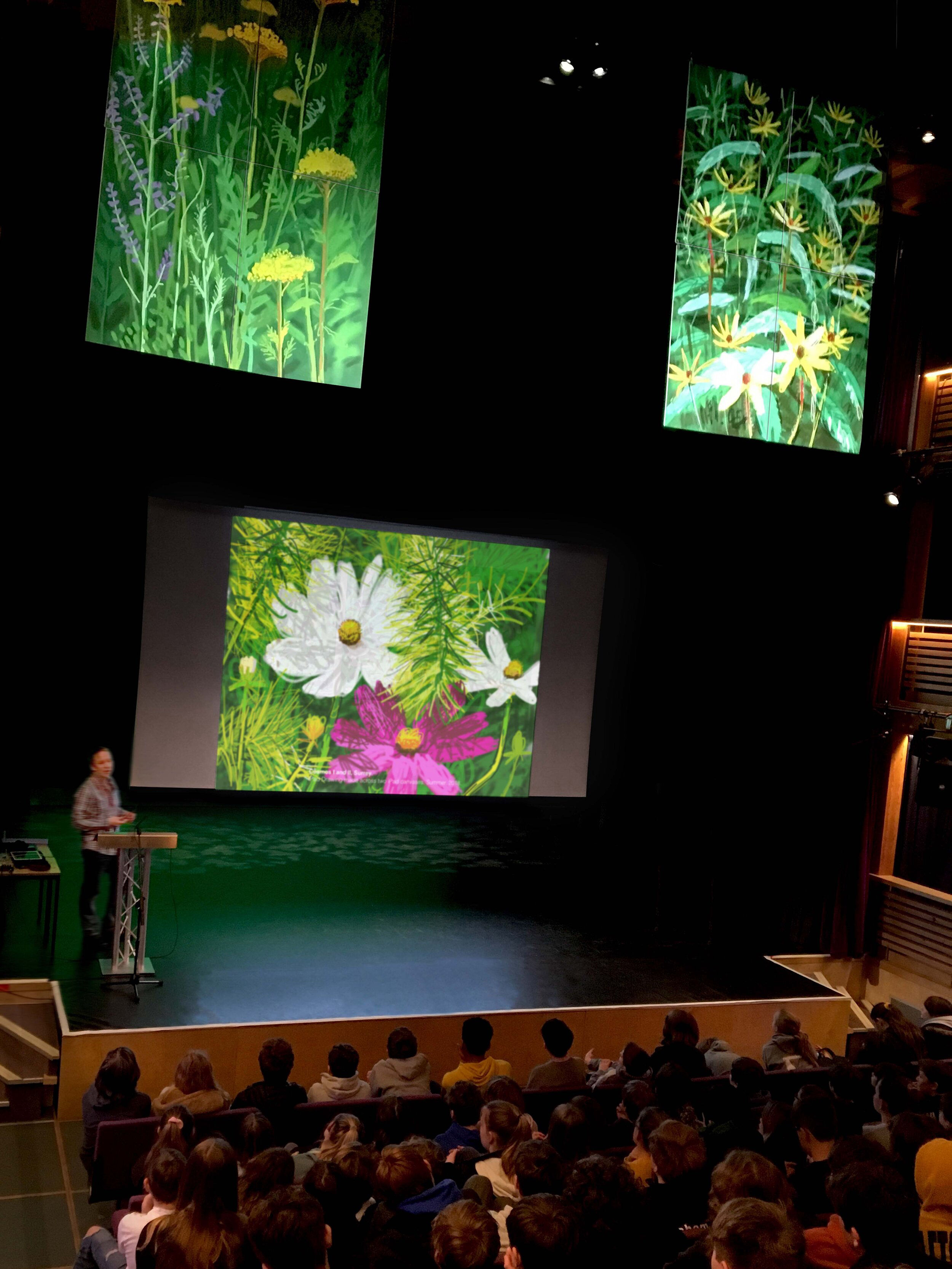 Andy Maitland, iPad artist, talk at Frensham Heights School, The Aldridge performing arts centre, Surrey, UK. 3