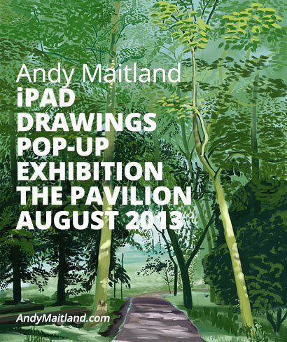 Andy Maitland, iPad Artist, 2013 August, pop up iPad drawings Exhibition at the Pavilion, Priory Park, Reigate, Surrey, UK.