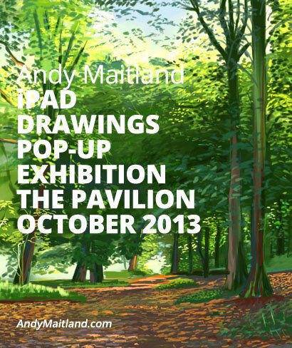 Andy Maitland, iPad Artist, 2013 October, pop up iPad drawings Exhibition at the Pavilion, Priory Park, Reigate, Surrey, UK.