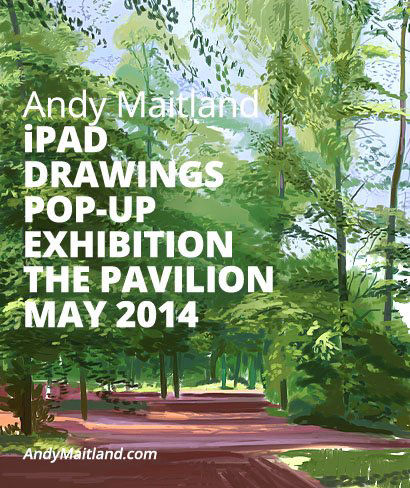 Andy Maitland, iPad Artist, 2014 May, pop up iPad drawings Exhibition at the Pavilion, Priory Park, Reigate, Surrey, UK.