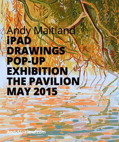 Andy Maitland, iPad Artist, 2016 May, pop up iPad drawings Exhibition at the Pavilion, Priory Park, Reigate, Surrey, UK.