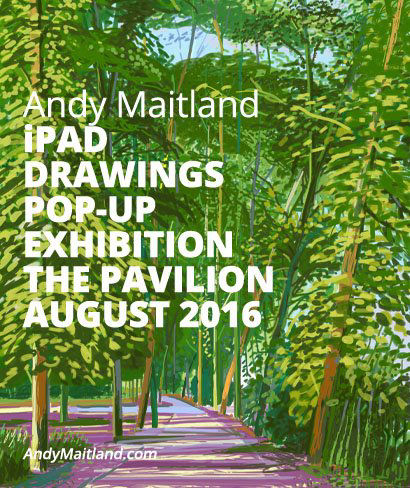 Andy Maitland, iPad Artist, 2016 August, pop up iPad drawings Exhibition at the Pavilion, Priory Park, Reigate, Surrey, UK.