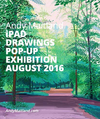 Andy Maitland, 2016, iPad Artists pop up iPad drawings Exhibition at Gatton Park, Reigate, Surrey, UK.