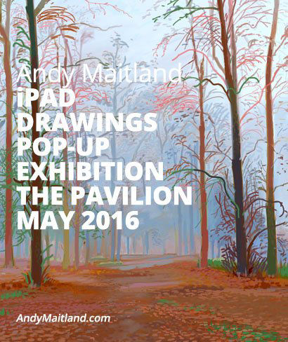 Andy Maitland, iPad Artist, 2016 May, pop up iPad drawings Exhibition at the Pavilion, Priory Park, Reigate, Surrey, UK.