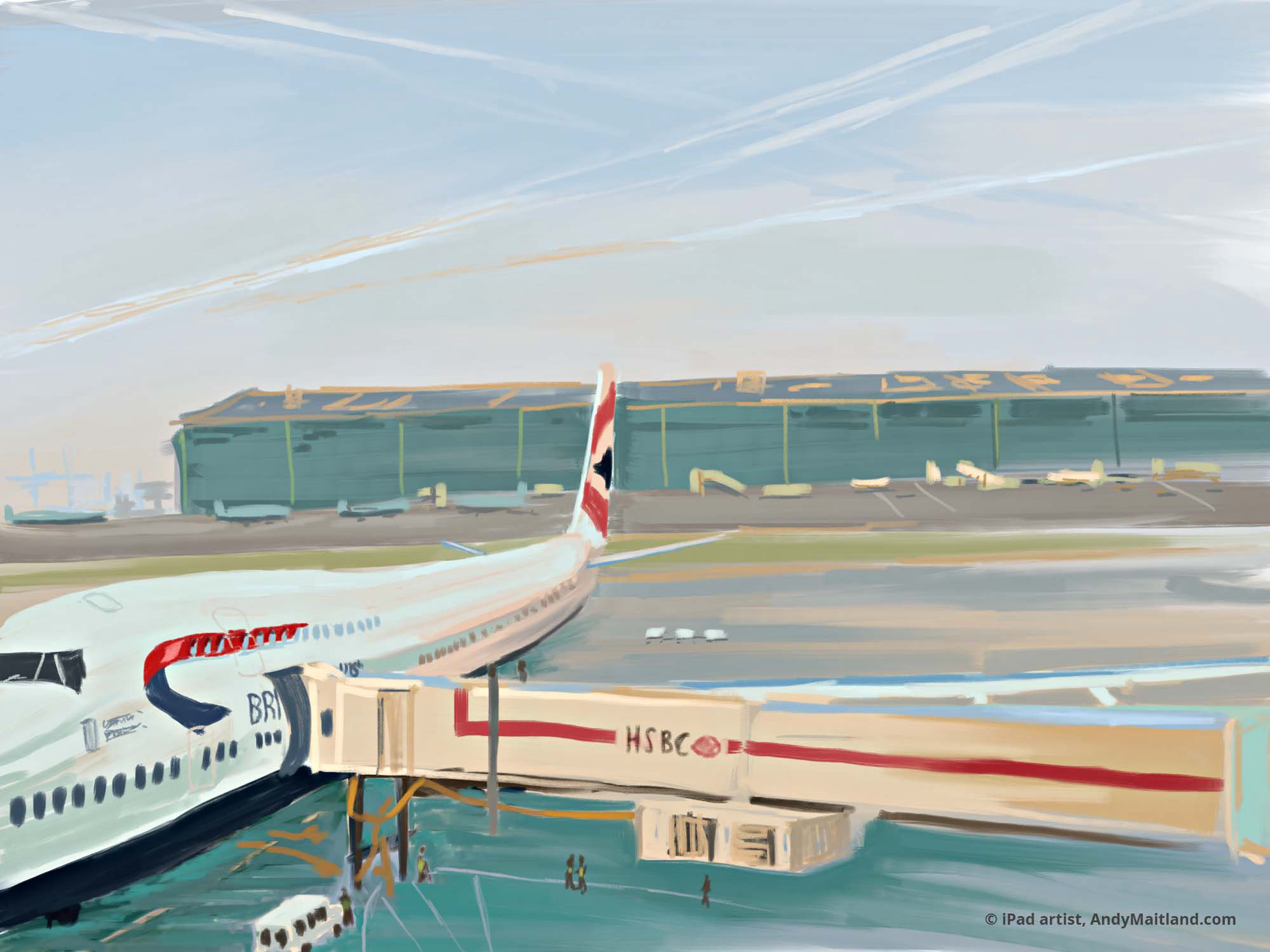 2014 - Live iPad drawing and digital art classes at London Heathrow Airport, Andy Maitland, iPad artist