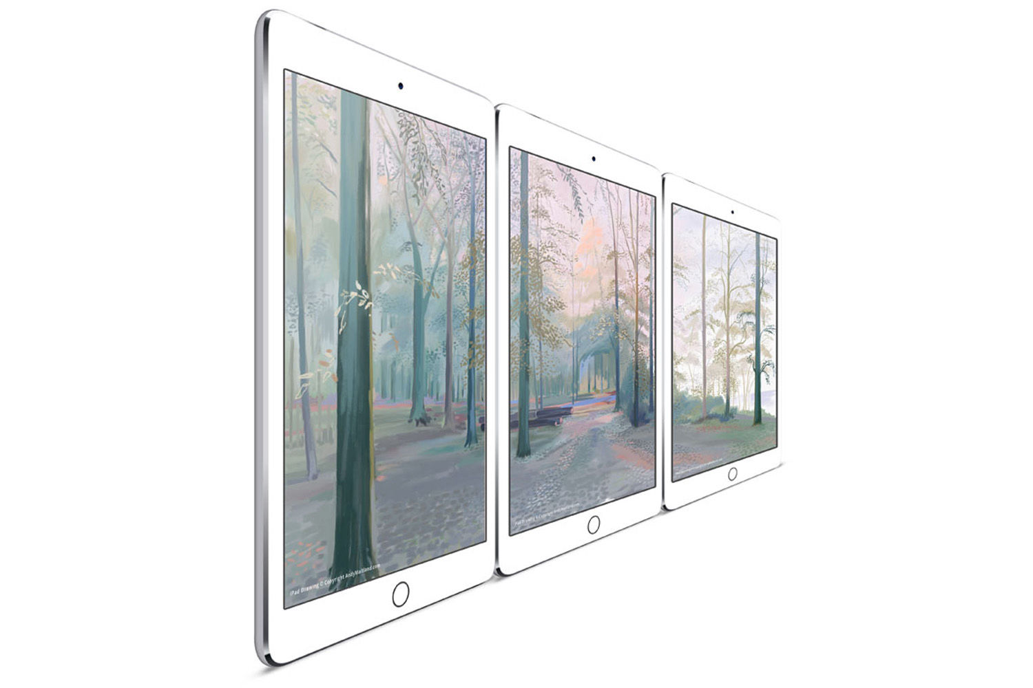 Andy Maitland, iPad artist,  iPad drawing made across 3 iPad canvases entitled 'morning mist', 2013