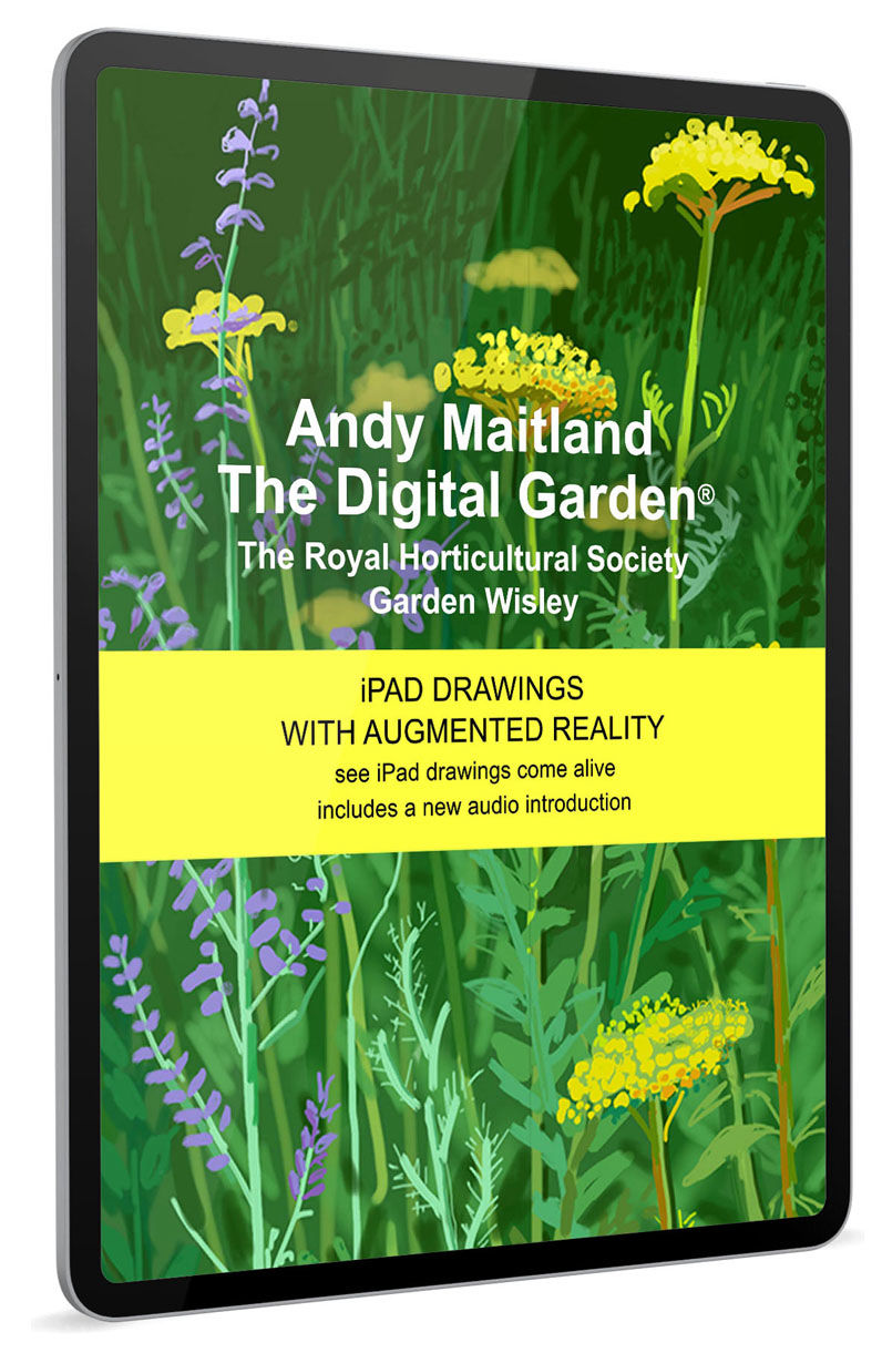 English translation - A new instant view online digital edition of ‘The Digital Garden® 2018, iPad drawings with Augmented Reality (AR) at the Royal Horticultural Society Garden Wisley’.