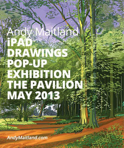 2013, first pop-up iPad drawings exhibition at the pavilion Reigate Priory park, Surrey, England